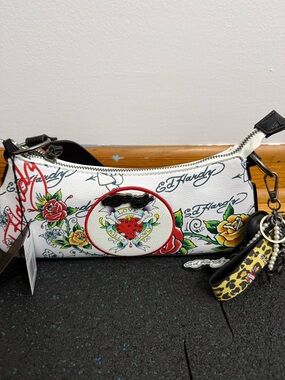 Ed Hardy Shoulder Bag NWT Y2K B w/ Strap & Charm - Make offer